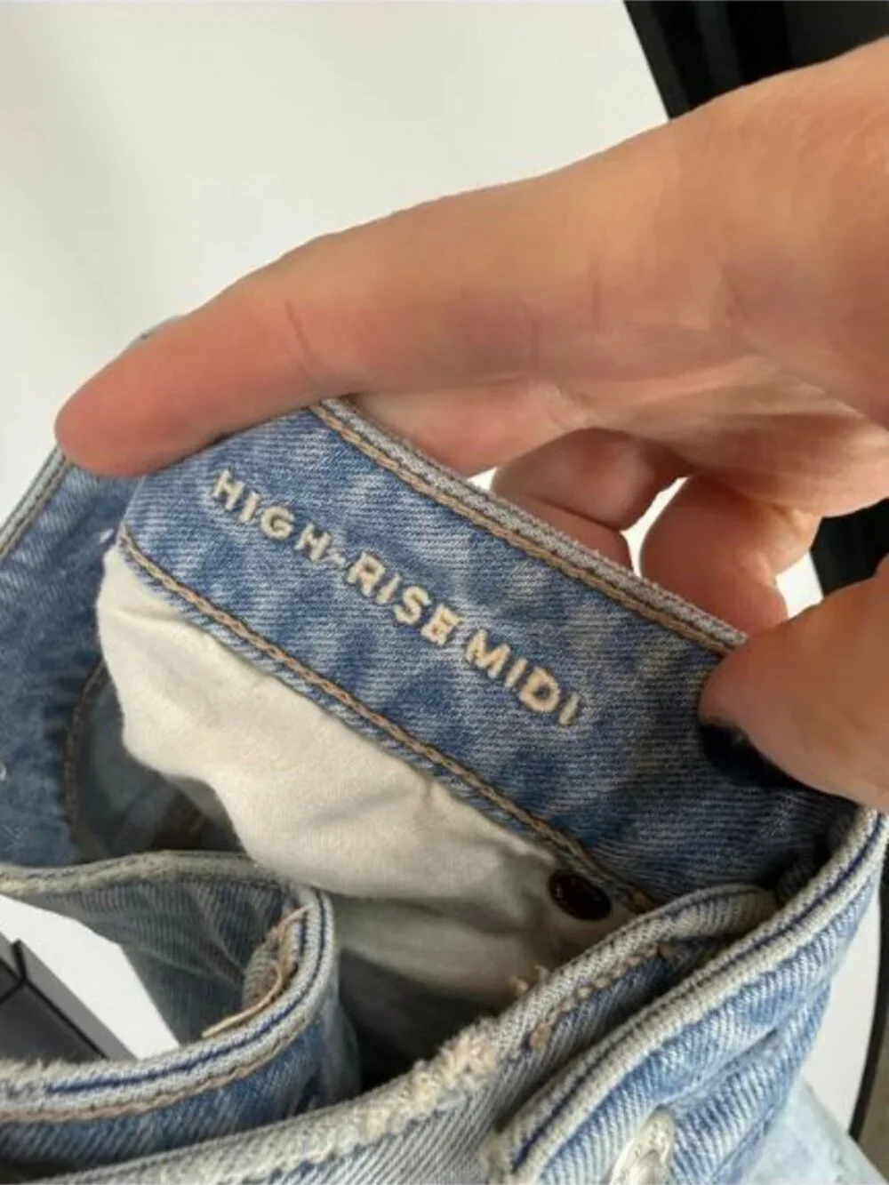 American Eagle High Rise Midi Denim Jean Skirt